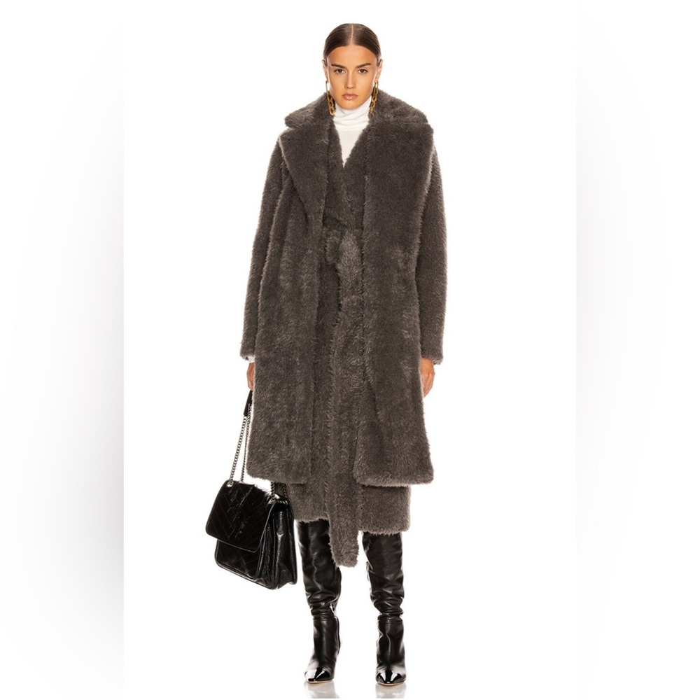 Helmut Lang Shaggy Faux Fur Belted Coat worn but great shape!